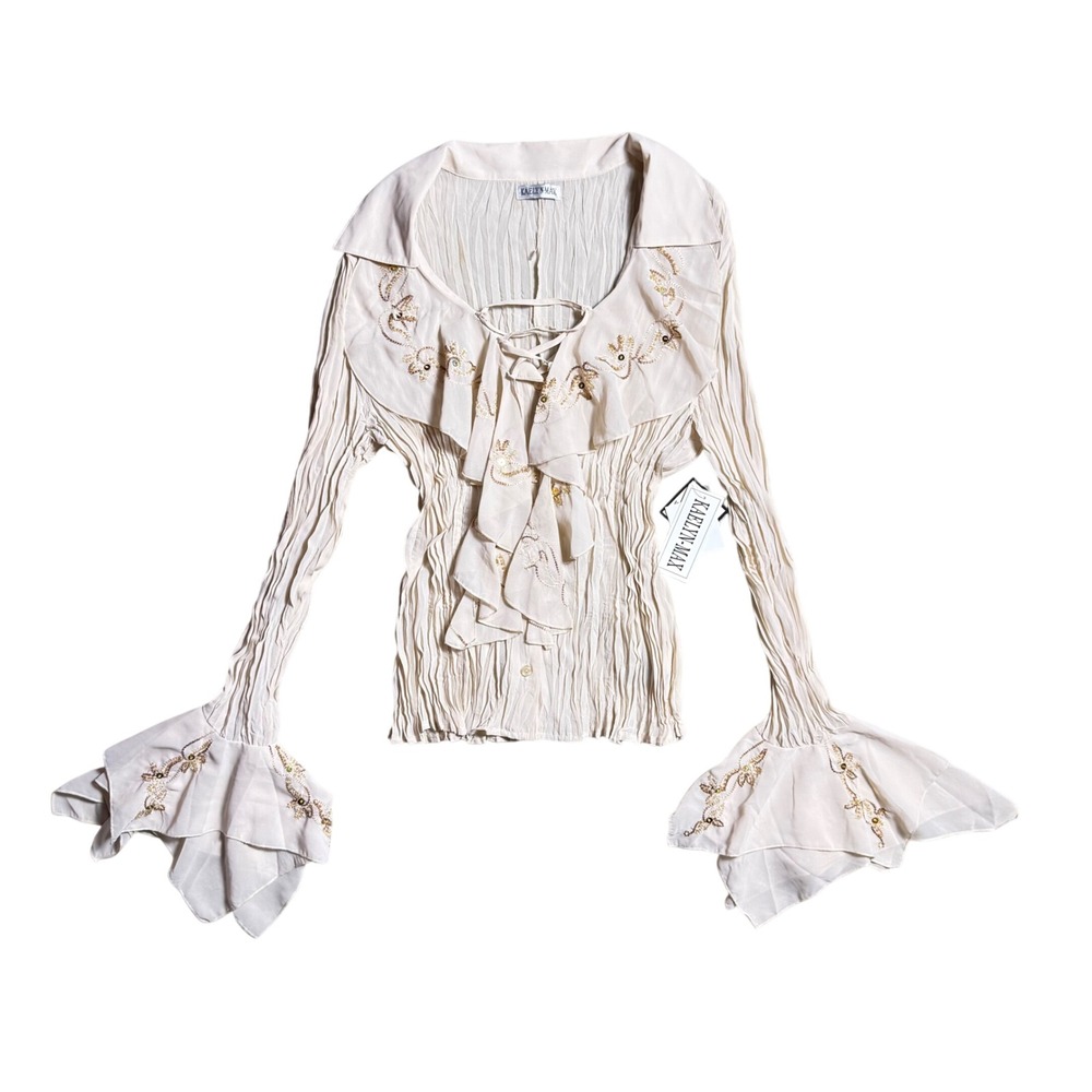 Kaelyn Max Embroidered Bell Sleeve Blouse